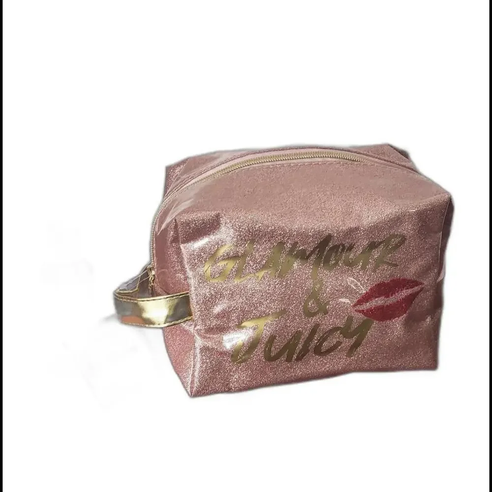 NWT JUICY COUTURE Glitter Glamour Cosmetics Vinyl Makeup Bag (JCXX020)